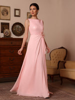 Cowl Neck Chiffon Mother of the Bride Dresses Sequins Floor-Length Sleeveless Ruffles