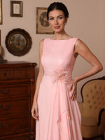 Cowl Neck Chiffon Mother of the Bride Dresses Sequins Floor-Length Sleeveless Ruffles