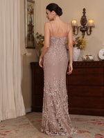 2 Pieces Scoop Lace Mother of the Bride Dresses with Wrap Beading Half Sleeves Floor-Length