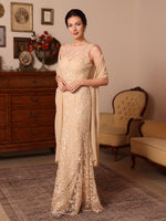 2 Pieces Lace Mother of the Bride Dresses with Shawl Scoop Beading Sleeveless Floor-Length