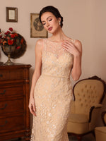 2 Pieces Lace Mother of the Bride Dresses with Shawl Scoop Beading Sleeveless Floor-Length