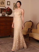2 Pieces Lace Mother of the Bride Dresses with Shawl Scoop Beading Sleeveless Floor-Length