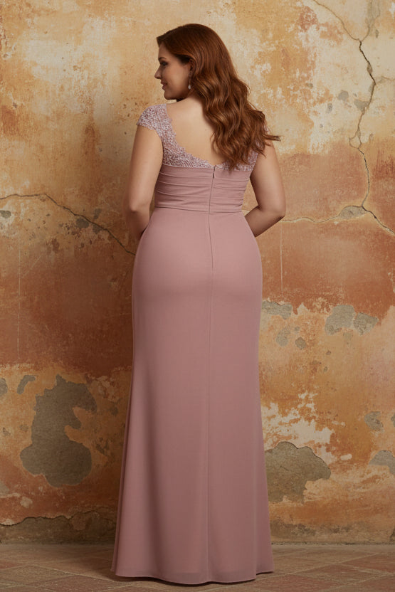 Square Collar Chiffon Plus Size Mother of the Bride Dresses Floor-Length Ruffles Ruched Sleeveless Lace