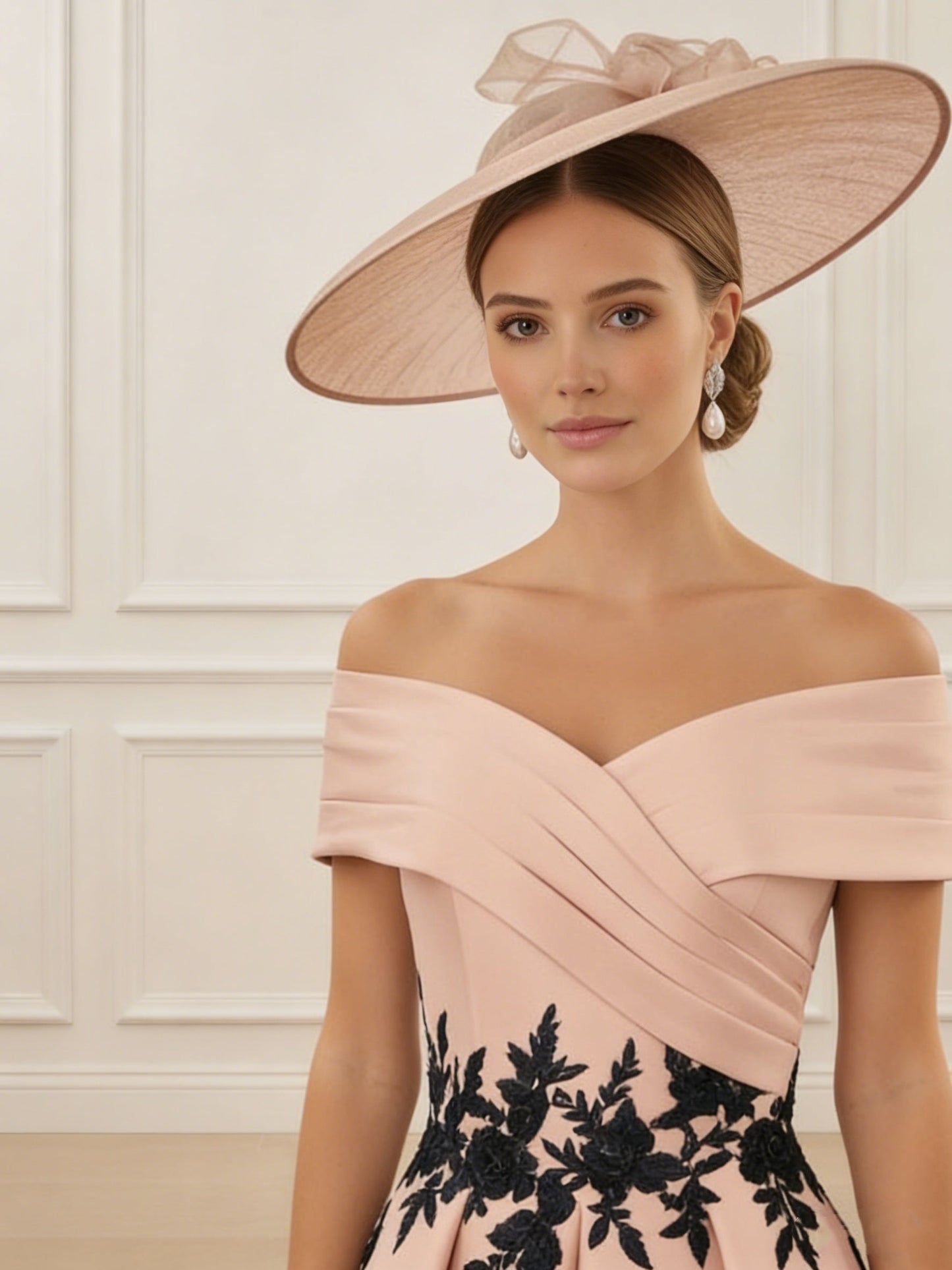 Off-the-shoulder Stretch Satin Mother of the Bride Dresses with Appliques Ankle-Length Sleeveless