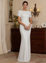 Scoop Sequins Mother of the Bride Dresses Floor-Length Short Sleeves