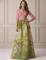 A-Line/Princess Shirt Collar Satin Mother of the Bride Dresses 3/4 Sleeves Floor-Length Floral Bowknot