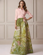 A-Line/Princess Shirt Collar Satin Mother of the Bride Dresses 3/4 Sleeves Floor-Length Floral Bowknot