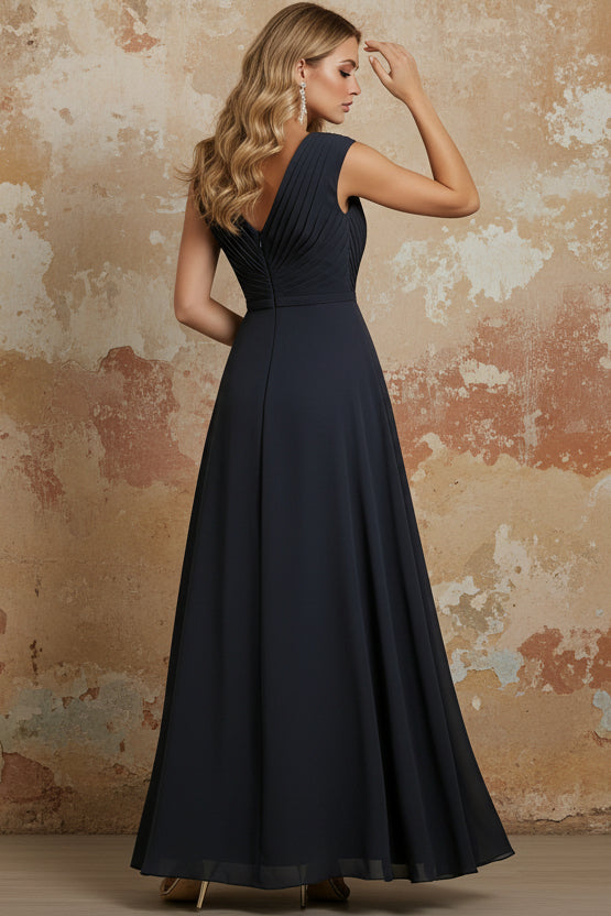 V-Neck Chiffon Mother of the Bride Dresses Asymmetrical Floor-Length Sequins Ruched
