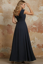 V-Neck Chiffon Mother of the Bride Dresses Asymmetrical Floor-Length Sequins Ruched