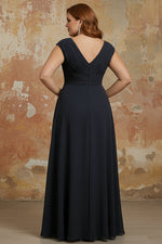 V-Neck Chiffon Plus Size Mother of the Bride Dresses Asymmetrical Floor-Length Sequins Ruched