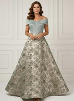 A-Line/Princess Off-the-Shoulder Mother of the Bride Dresses Satin Sleeveless Floor-Length Floral