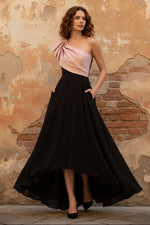 One-Shoulder Stretch Satin Mother of the Bride Dresses Sleeveless Asymmetrical Floor-Length