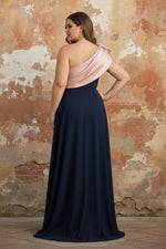 One-Shoulder Stretch Satin Plus Size Mother of the Bride Dresses Sleeveless Floor-Length