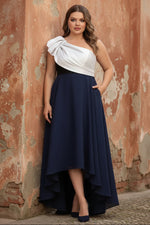 One-Shoulder Stretch Satin Plus Size Mother of the Bride Dresses Sleeveless Floor-Length