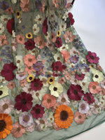 High Neck Lace Floral Mother of the Bride Dresses Long Sleeves Tea-Length