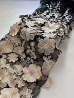 High Neck Lace Floral Mother of the Bride Dresses Long Sleeves Tea-Length