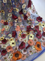 High Neck Lace Floral Mother of the Bride Dresses Long Sleeves Tea-Length