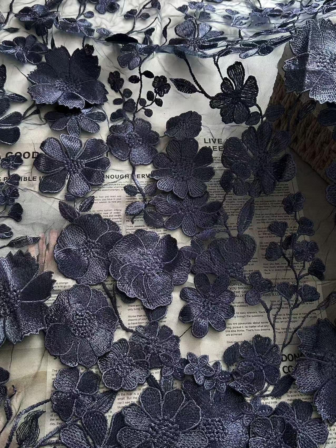 High Neck Lace Floral Mother of the Bride Dresses Long Sleeves Tea-Length