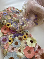 High Neck Lace Floral Mother of the Bride Dresses Long Sleeves Tea-Length