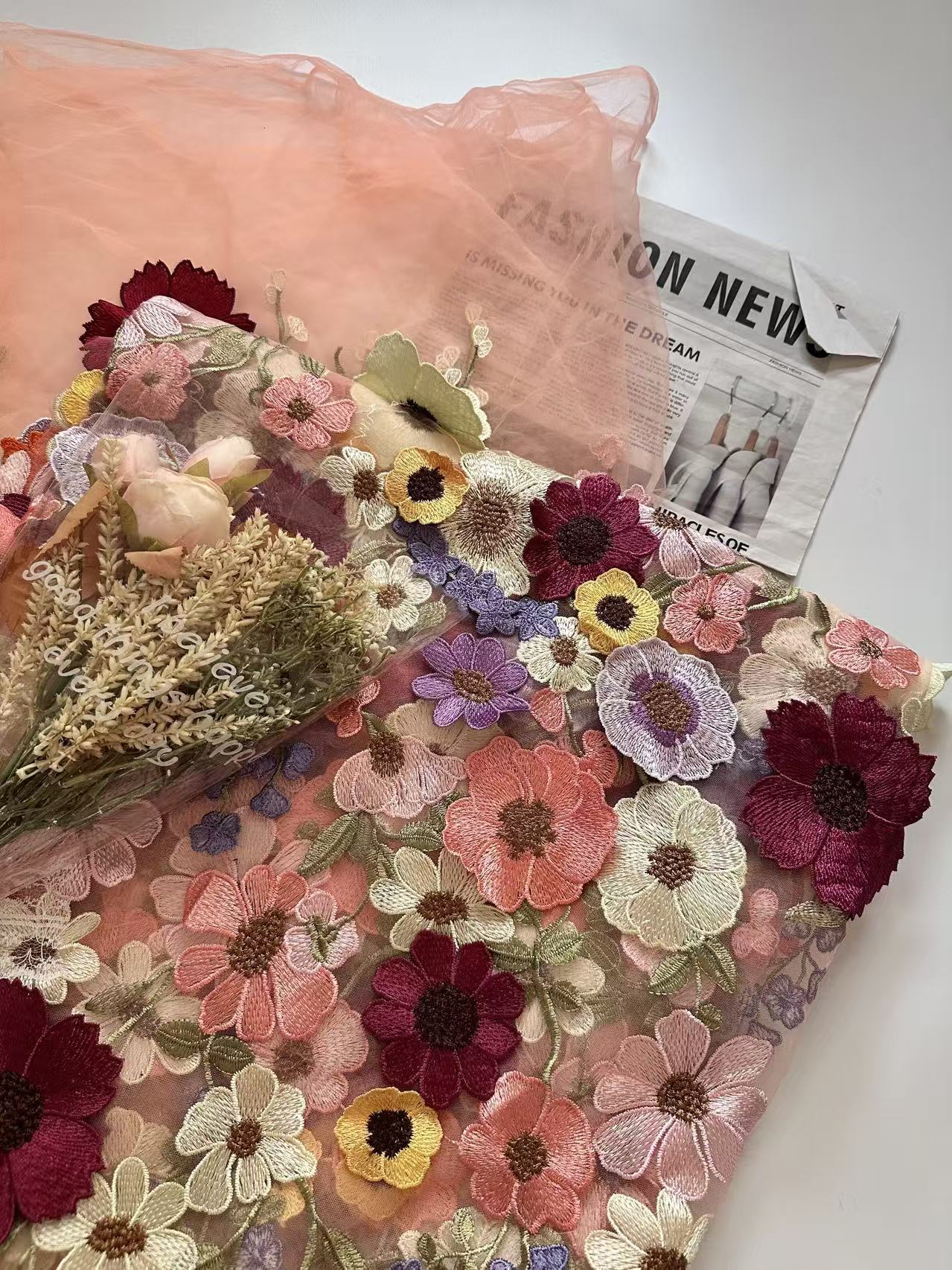 High Neck Lace Floral Mother of the Bride Dresses Long Sleeves Tea-Length