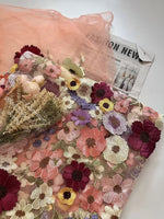 High Neck Lace Floral Mother of the Bride Dresses Long Sleeves Tea-Length