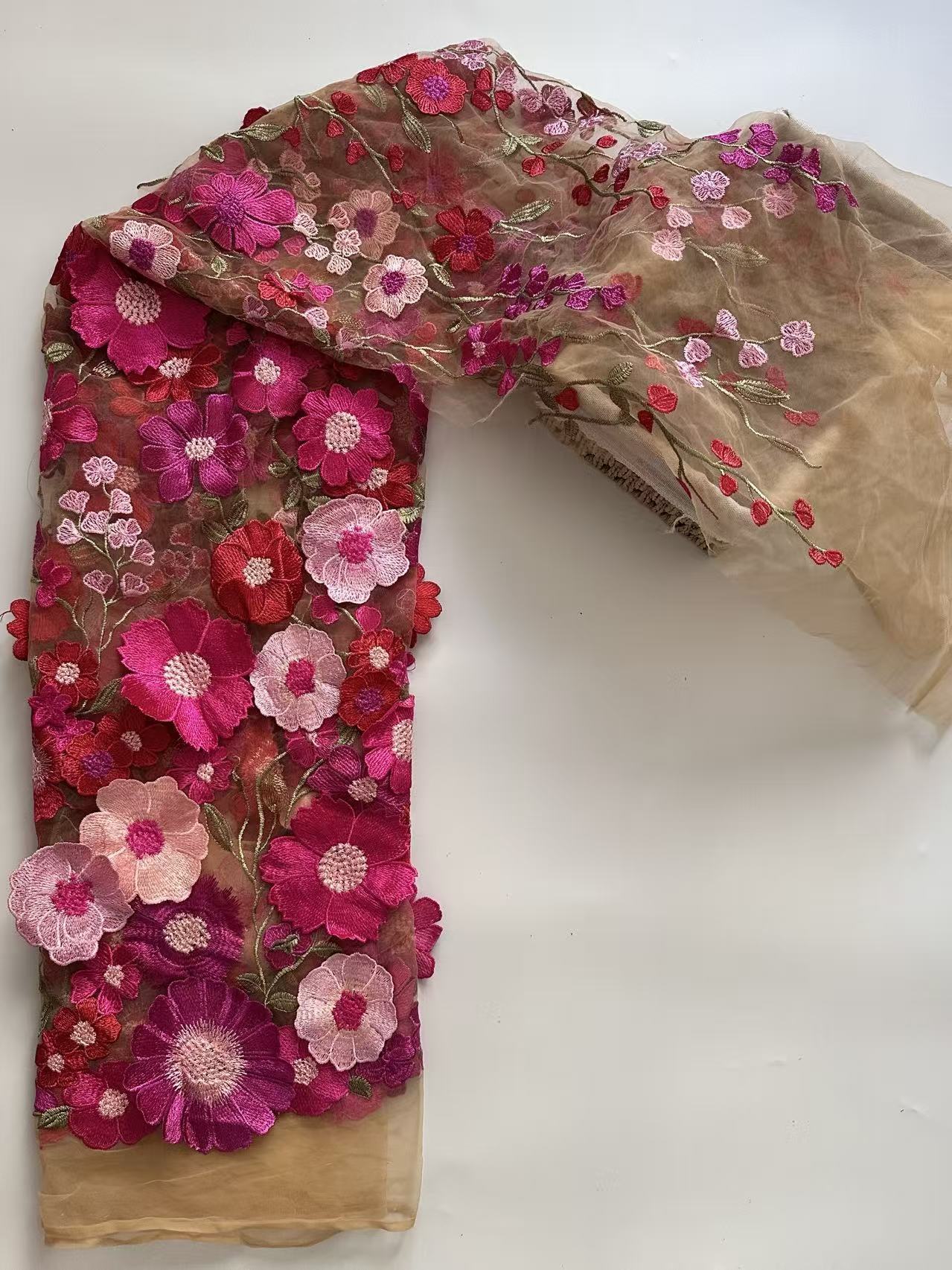 High Neck Lace Floral Mother of the Bride Dresses Long Sleeves Tea-Length