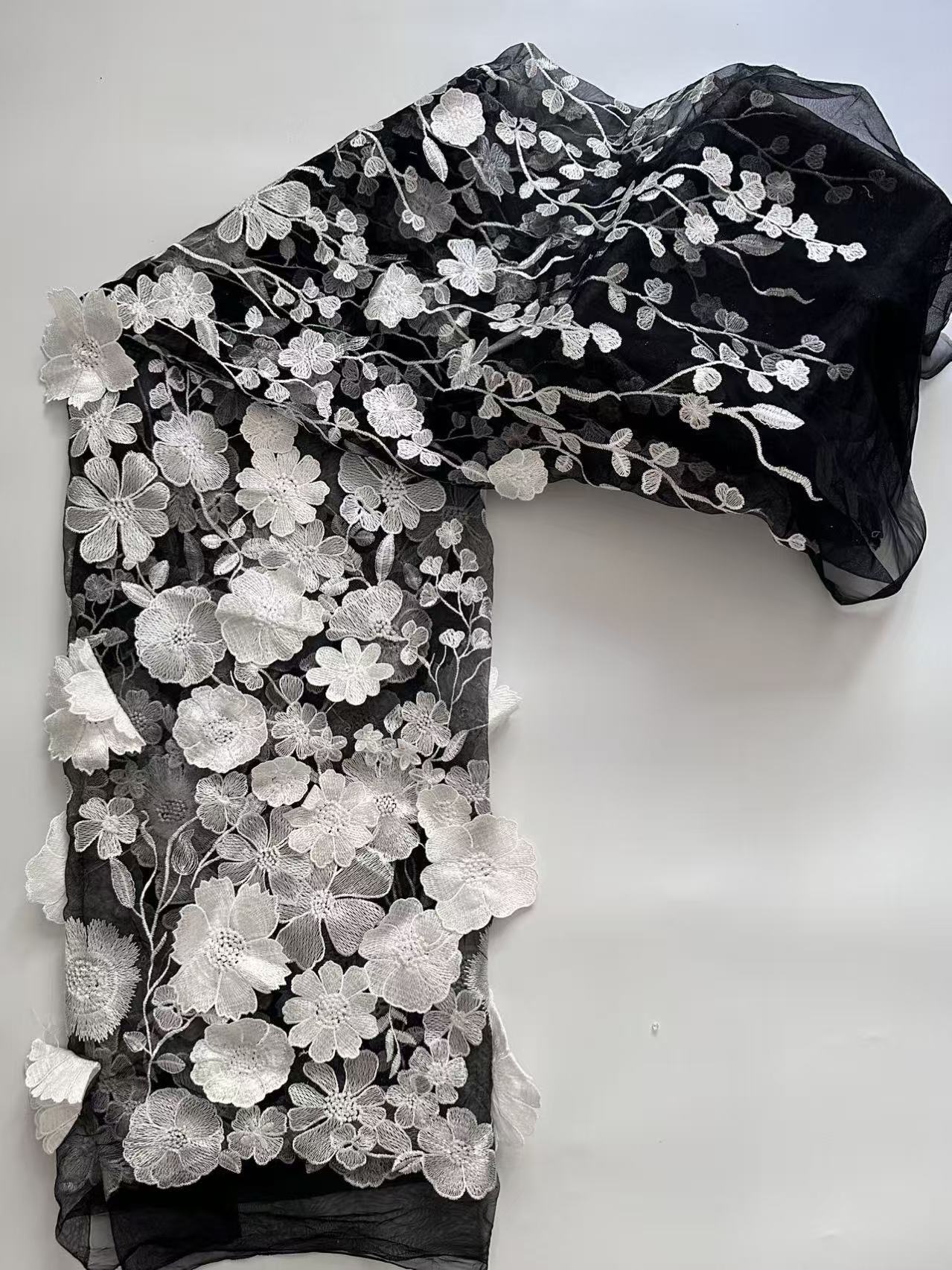 High Neck Lace Floral Mother of the Bride Dresses Long Sleeves Tea-Length