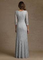 Sheath/Column Scoop Lace Mother of the Bride Dresses Floor-Length 3/4 Sleeves Belt