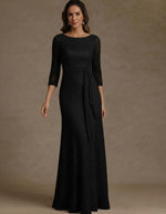 Sheath/Column Scoop Lace Mother of the Bride Dresses Floor-Length 3/4 Sleeves Belt