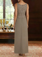 2 Pieces A-Line/Princess Square Collar Chiffon Mother of the Bride Dresses with Jacket Lace Ankle-Length 3/4 Sleeves
