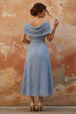 Off-the-Shoulder Chiffon Mother of the Bride Dresses Lace Ankle-Length Short Sleeves