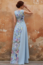V-Neck Stretch Satin Mother of the Bride Dresses Floral Lace Floor-Length Sleeveless Ruffles