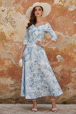 Off-the-Shoulder Mother of the Bride Dresses Printed Satin Ankle-Length Sleeveless Floral