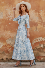 Off-the-Shoulder Mother of the Bride Dresses Printed Satin Ankle-Length Sleeveless Floral