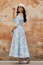 Off-the-Shoulder Mother of the Bride Dresses Printed Satin Ankle-Length Sleeveless Floral