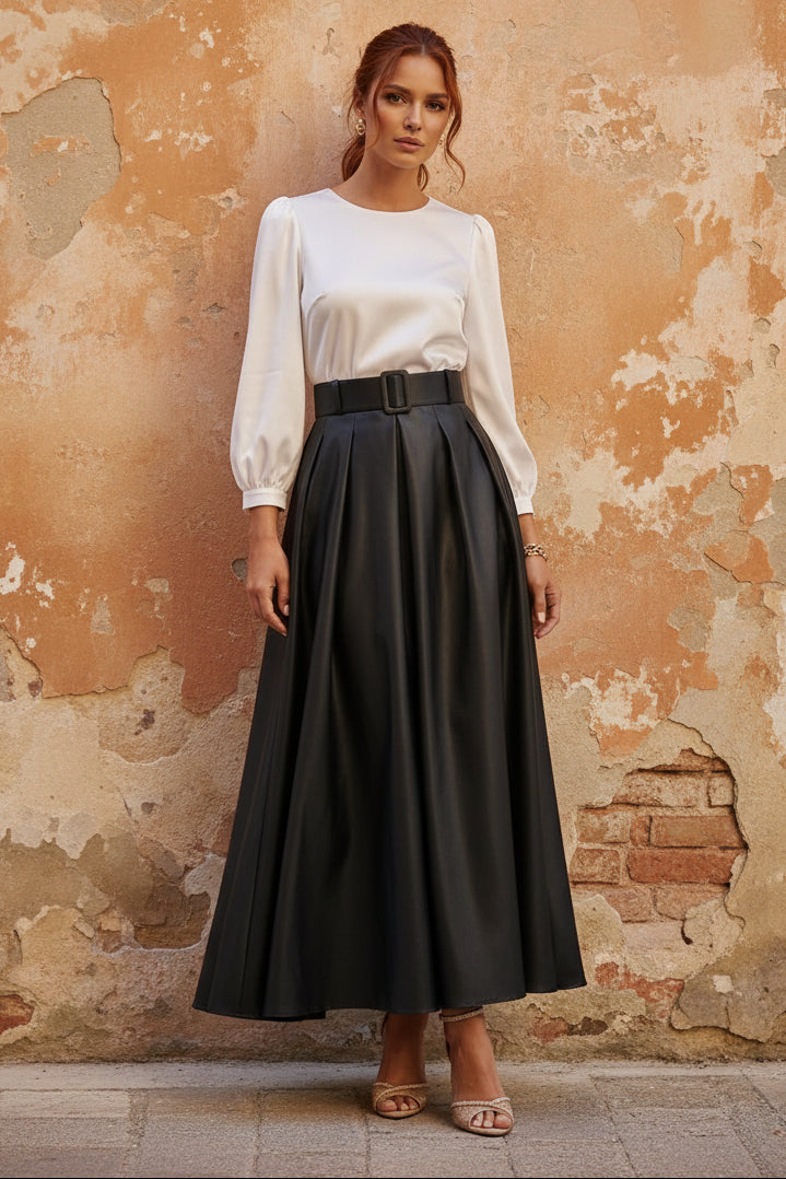 Scoop Taffeta Mother of the Bride Dresses Long Sleeves Ankle-Length Pleated