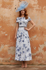 Square Collar Jacquard Mother of the Bride Dresses Floral Ankle-Length Short Sleeves