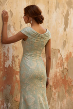 Cowl Neck Jacquard Mother of the Bride Dresses Floral Floor-Length Sleeveless