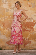 Stretch Satin Mother of the Bride Dresses with Jacket Lace Embroidery Floral Tea-Length 3/4 Sleeves