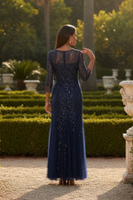 A-Line/Princess Scoop Lace Sequins Mother of the Bride Dresses Floral 3/4 Sleeves Floor-Length