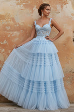 Sweetheart Tulle Prom Dresses Lace Floor-Length Spaghetti Straps Formal Dresses
