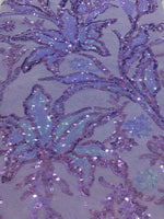 A-Line/Princess Off-the-Shoulder Stretch Satin Sleeveless Sequins Floral Tea-Length Formal  Dresses