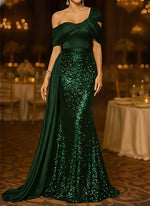 Red Sequins Mermaid Sleeveless Evening Dress