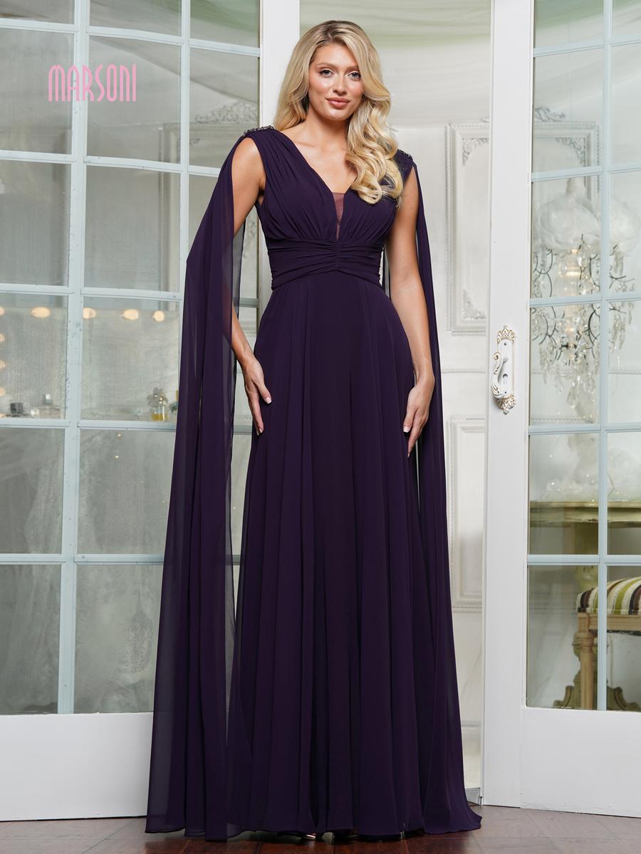 Elegant V-Neck Sleeveless Evening Dress A-Line Cape Mother of the Bride Dress