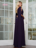 Elegant V-Neck Sleeveless Evening Dress A-Line Cape Mother of the Bride Dress