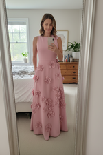 Halter Floor-Length A-line Evening Gown Pleated Flowers Mother of the Bride Dress