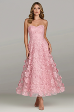 Sweetheart Pink Sleeveless A-Line Flowera Ankle-Length Evening Dress