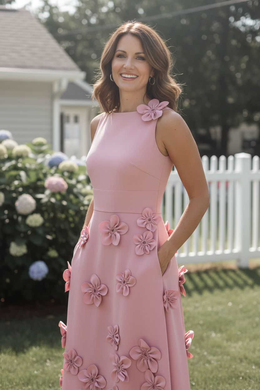 Halter Floor-Length A-line Evening Gown Pleated Flowers Mother of the Bride Dress