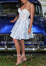 Sweetheart A-Line Lace Strapless Pleated Short Homecoming Dress