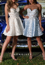 Sweetheart A-Line Lace Strapless Pleated Short Homecoming Dress